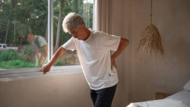 Old man lower back pain